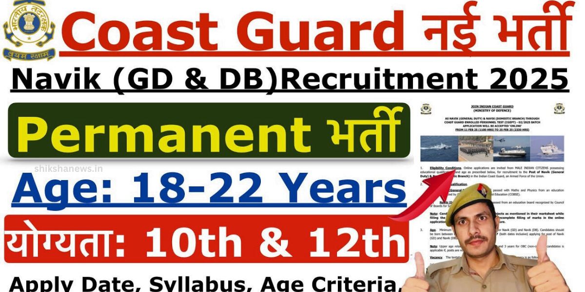 Indian Coast Guard Recruitment 2025 notification for 10th 12th pass candidates
